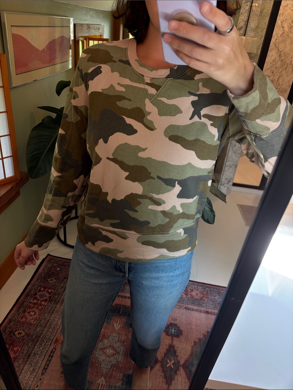 Madewell - Camo Crewneck Sweatshirt - Green & Tan